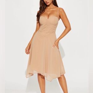 Fashion Nova Strapless Cream Dress